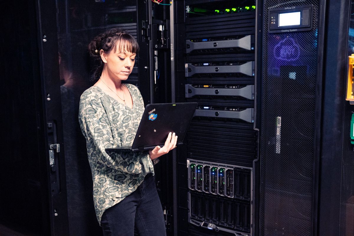 female student with laptop