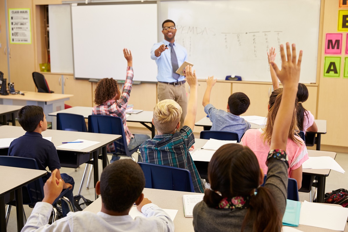 Teacher with children