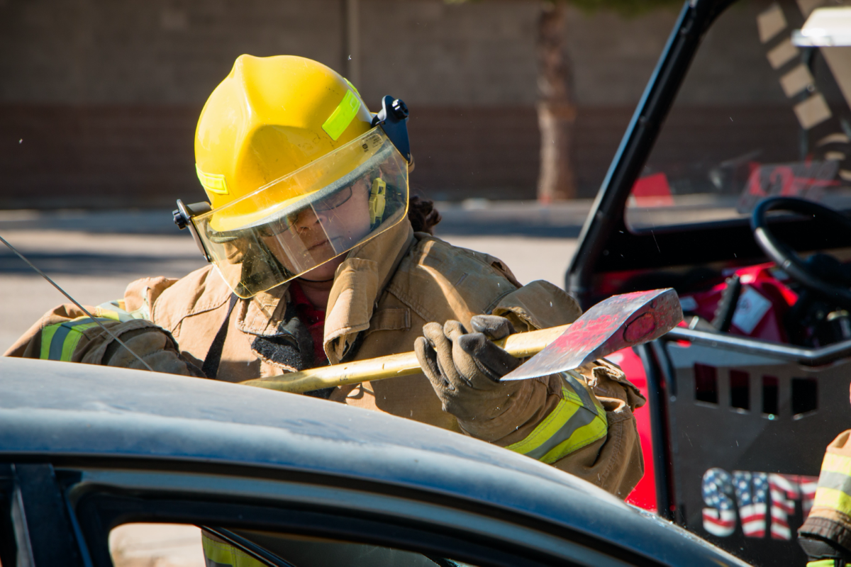 firefighter with an axe