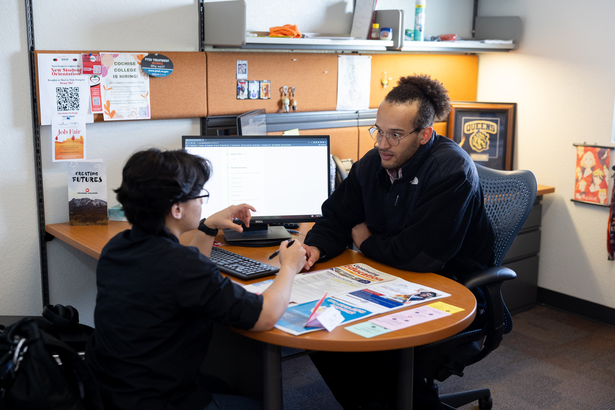 Student receiving help from an advisor