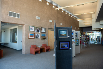 Interior of the Benson Center Featuring art displays