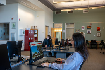 Student on Computer in Benson Center